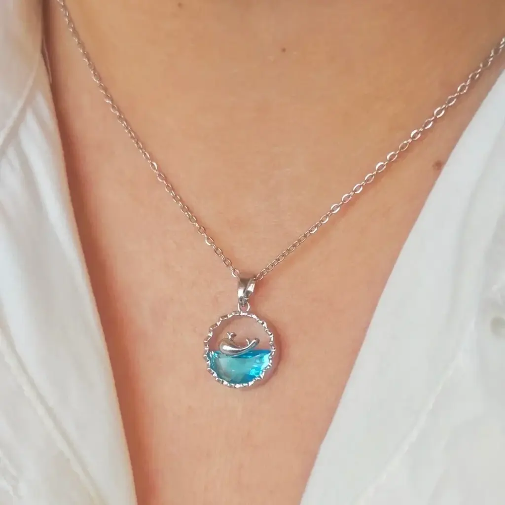 Blue Whale Zircon Pendent Necklace