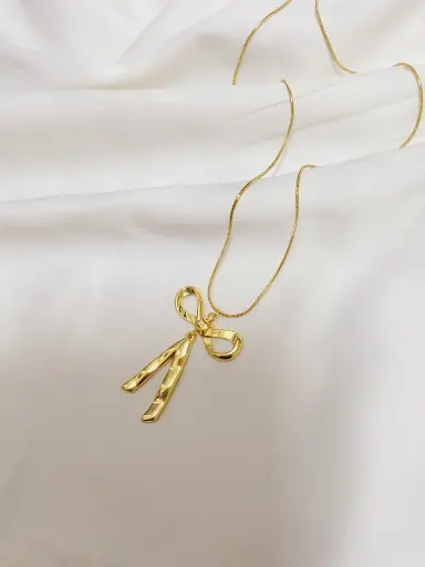 STAINLESS STEEL GOLD BOW-SHAPED PENDANT